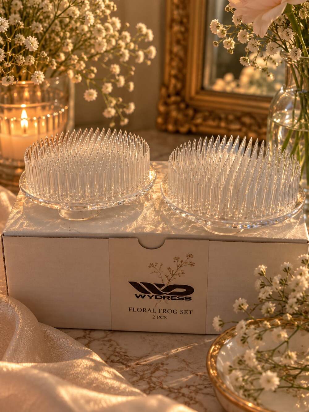 Wydress Floral Frog Set 2 Pcs Clear Plastic Flower Arrangement Holder